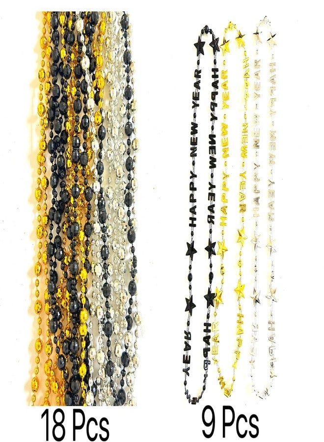 GZYSSL 81 Pcs Happy New Year Beads Necklaces - Black, Gold, Silver - New Year Eve Bulk Accessories & Decorations - Image 5
